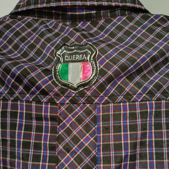 L👔Querea Plaid Casual Button-Down Shirt with Badge - Picture 8 of 8